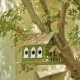 Glitzhome 11"H Oversized Washed Green Distressed Solid Wood Church Decorative Outdoor Garden Birdhouse(KD)