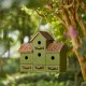 Glitzhome 16.25"L Oversized Washed Green Distressed Solid Wood Villa Decorative Outdoor Garden Birdhouse with Drawer-Shaped Birdfeeder