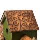 Glitzhome 16.25"L Oversized Washed Green Distressed Solid Wood Villa Decorative Outdoor Garden Birdhouse with Drawer-Shaped Birdfeeder