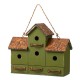 Glitzhome 16.25"L Oversized Washed Green Distressed Solid Wood Villa Decorative Outdoor Garden Birdhouse with Drawer-Shaped Birdfeeder