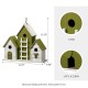 Glitzhome 14.75"L Oversized Washed Green Distressed Solid Wood 3-Room Villa Decorative Outdoor Garden Birdhouse with 3D Ladder