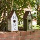 Glitzhome 14.75"H Washed White Distressed Solid Wood "HOME" Inspiration Decorative Outdoor Garden Birdhouse