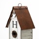 Glitzhome 14.75"H Washed White Distressed Solid Wood "HOME" Inspiration Decorative Outdoor Garden Birdhouse