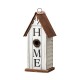 Glitzhome 14.75"H Washed White Distressed Solid Wood "HOME" Inspiration Decorative Outdoor Garden Birdhouse