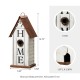 Glitzhome 14.75"H Washed White Distressed Solid Wood "HOME" Inspiration Decorative Outdoor Garden Birdhouse