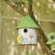 Glitzhome 11"H Stylish Distressed Metal Cottage Decorative Birdhouse with a Cluster of 3D Flowers and Butterfly