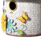 Glitzhome 11"H Stylish Distressed Metal Cottage Decorative Birdhouse with a Cluster of 3D Flowers and Butterfly