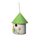 Glitzhome 11"H Stylish Distressed Metal Cottage Decorative Birdhouse with a Cluster of 3D Flowers and Butterfly