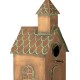 Glitzhome 53"H Farmhouse Faux Copper Distressed Metal Church Outdoor Decorative Garden Birdhouse with Stake (KD)