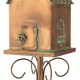 Glitzhome 53"H Farmhouse Faux Copper Distressed Metal Church Outdoor Decorative Garden Birdhouse with Stake (KD)