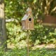 Glitzhome 53"H Farmhouse Faux Copper Distressed Metal Church Outdoor Decorative Garden Birdhouse with Stake (KD)