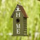 Glitzhome 14.75"H Washed Green Distressed Solid Wood "HOME" Inspiration Single Family Decorative Outdoor Garden Birdhouse