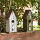 Glitzhome 14.75"H Washed Green Distressed Solid Wood "HOME" Inspiration Single Family Decorative Outdoor Garden Birdhouse