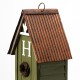 Glitzhome 14.75"H Washed Green Distressed Solid Wood "HOME" Inspiration Single Family Decorative Outdoor Garden Birdhouse