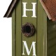 Glitzhome 14.75"H Washed Green Distressed Solid Wood "HOME" Inspiration Single Family Decorative Outdoor Garden Birdhouse