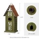 Glitzhome 14.75"H Washed Green Distressed Solid Wood "HOME" Inspiration Single Family Decorative Outdoor Garden Birdhouse