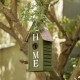 Glitzhome 14.75"H Washed Green Distressed Solid Wood "HOME" Inspiration Single Family Decorative Outdoor Garden Birdhouse