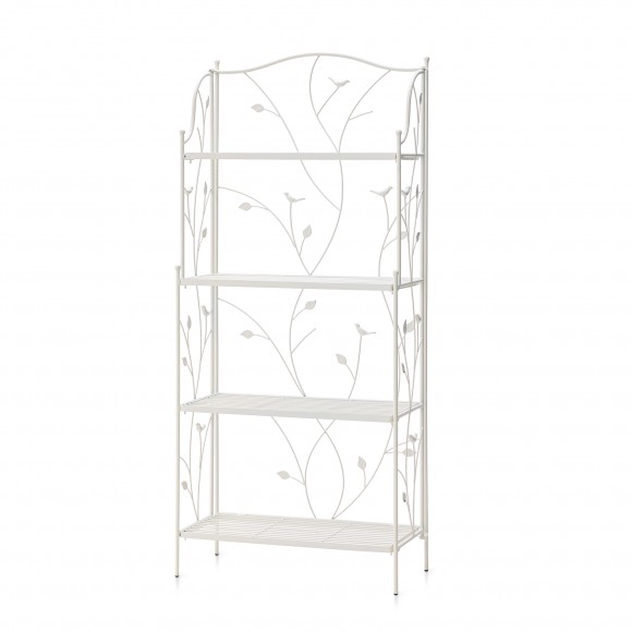 Glitzhome 52"H 4-Tiered White Rectangular Metal Shelf Plant Stand or Storage Rack