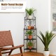 Glitzhome 52"H 4-Tiered Black Metal Corner Shelf Plant Stand or Storage Rack