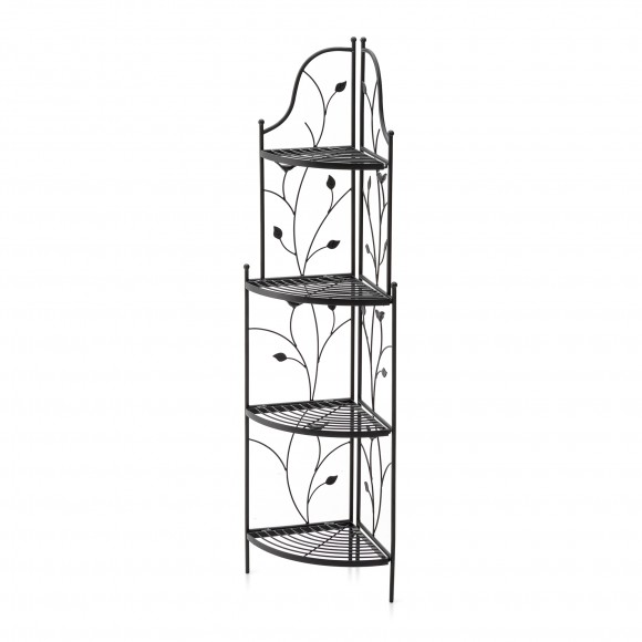 Glitzhome 52"H 4-Tiered Black Metal Corner Shelf Plant Stand or Storage Rack