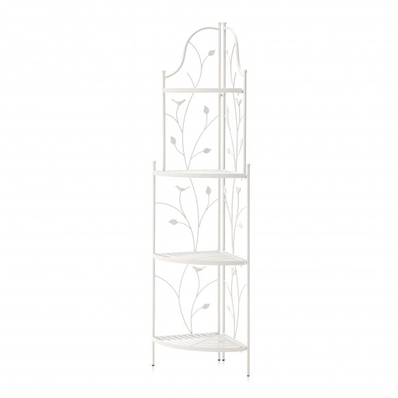 Glitzhome 52"H 4-Tiered White Metal Corner Shelf Plant Stand or Storage Rack