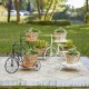 Glitzhome 18"L Washed White Solid Wood and Metal Tricycle Planter Stand