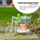 Glitzhome 18"L Washed White Solid Wood and Metal Tricycle Planter Stand