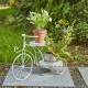 Glitzhome 18"L Washed White Solid Wood and Metal Tricycle Planter Stand