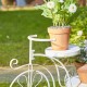 Glitzhome 18"L Washed White Solid Wood and Metal Tricycle Planter Stand