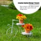 Glitzhome 18"L Washed White Solid Wood and Metal Tricycle Planter Stand