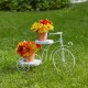 Glitzhome 18"L Washed White Solid Wood and Metal Tricycle Planter Stand