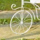 Glitzhome 18"L Washed White Solid Wood and Metal Tricycle Planter Stand
