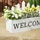 Glitzhome Set of 2 Washed White Solid Wood WELCOME Fence-Inspired Planter Stands