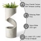 Glitzhome 31.25"H Mid-Century Modern Faux Terrazzo Spiral Shaped Polyresin Outdoor Fountain with Pump and LED Light (KD)
