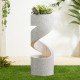 Glitzhome 31.25"H Mid-Century Modern Faux Terrazzo Spiral Shaped Polyresin Outdoor Fountain with Pump and LED Light (KD)