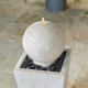 Glitzhome 32"H Mid-Century Modern Faux Terrazzo Geometric Pedestal and Sphere Polyresin Outdoor Floor Fountain with Black Pebbles, Pump and LED Light (KD)