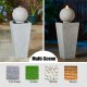 Glitzhome 32"H Mid-Century Modern Faux Terrazzo Geometric Pedestal and Sphere Polyresin Outdoor Floor Fountain with Black Pebbles, Pump and LED Light (KD)