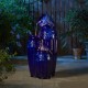 Glitzhome 35.5"H Oversized 4-Tier Cobalt Blue Embossed Pattern Ceramic Pots Outdoor Floor Fountain with Pump and LED Light (KD)