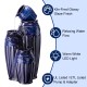 Glitzhome 35.5"H Oversized 4-Tier Cobalt Blue Embossed Pattern Ceramic Pots Outdoor Floor Fountain with Pump and LED Light (KD)