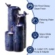 Glitzhome 31.75"H 4-Tier Cobalt Blue Dandelion Texture Vase-Shaped Ceramic Outdoor Floor Fountain with Birds, Pump, and LED Light (KD)