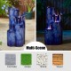 Glitzhome 31.75"H 4-Tier Cobalt Blue Dandelion Texture Vase-Shaped Ceramic Outdoor Floor Fountain with Birds, Pump, and LED Light (KD)