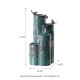 Glitzhome 31.75"H 4-Tier Turquoise Dandelion Texture Vase-Shaped Ceramic Outdoor Floor Fountain with Birds, Pump, and LED Light (KD)