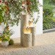 Glitzhome 31.75"H 4-Tier Sand Beige Dandelion Texture Vase-Shaped Ceramic Outdoor Floor Fountain with Birds, Pump, and LED Light (KD)