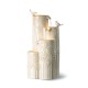 Glitzhome 31.75"H 4-Tier Sand Beige Dandelion Texture Vase-Shaped Ceramic Outdoor Floor Fountain with Birds, Pump, and LED Light (KD)