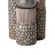 Glitzhome 30.75"H 3-Tier Natural Faux Pebbles Textured and Birds Sculptural Basin Polyresin Outdoor Floor Fountain with Pump and LED Light (KD)