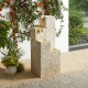 Glitzhome 34"H Mid-Century Modern 4-Tier Faux Terrazzo Geometric Square Column Polyresin Outdoor Floor Fountain with Pump and LED Light (KD)