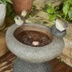 Glitzhome 20.75"H Zen-Style Faux Stone Texture Birdbath Polyresin Outdoor Fountain with Birds, Pump and LED Light (KD)