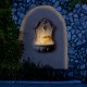 Glitzhome 25.75"H Antique European Style Multi-Tiered Faux Granite Sculptural Polyresin Outdoor Wall Fountain with Pump and LED Light (KD)