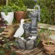 Glitzhome 23.50"H Cute Duck Family Playing Around the Water Pump Polyresin Outdoor Fountain with Pump and LED Light (KD)