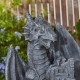 Glitzhome 36.5"H Mystical Gothic Dragon Perched Atop The Castle Sculptural 4-Tier Polyresin Outdoor Floor Fountain with Pump and LED Light (KD)